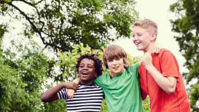 Portrait of three boys laughing