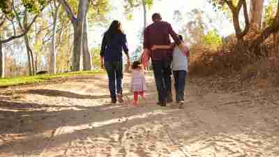 Family outside getting green time for ADHD