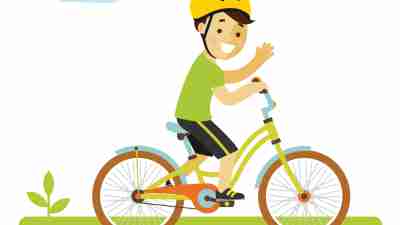 A boy with ADHD getting some exercise on a bicycle