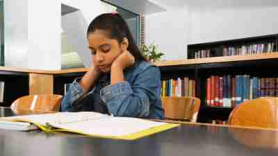 Studying trying to study in the library