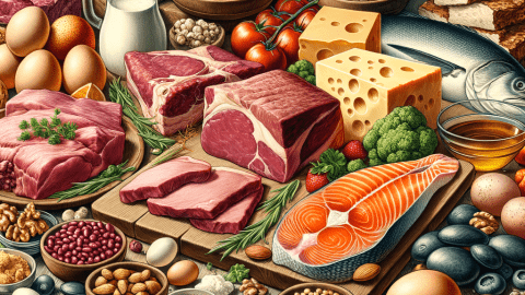 Foods that are high in protein, including lean beef, pork, poultry, fish, eggs, beans, nuts, soy, and dairy products